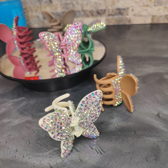 2 Iridescent Butterfly Hair Clips - Picture 8 of 16